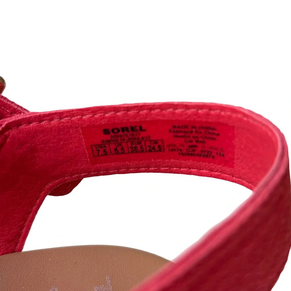 SOREL Joanie Heel Ankle Strap Sandals, Red Glow/Honey White color - Picture 8 of 13